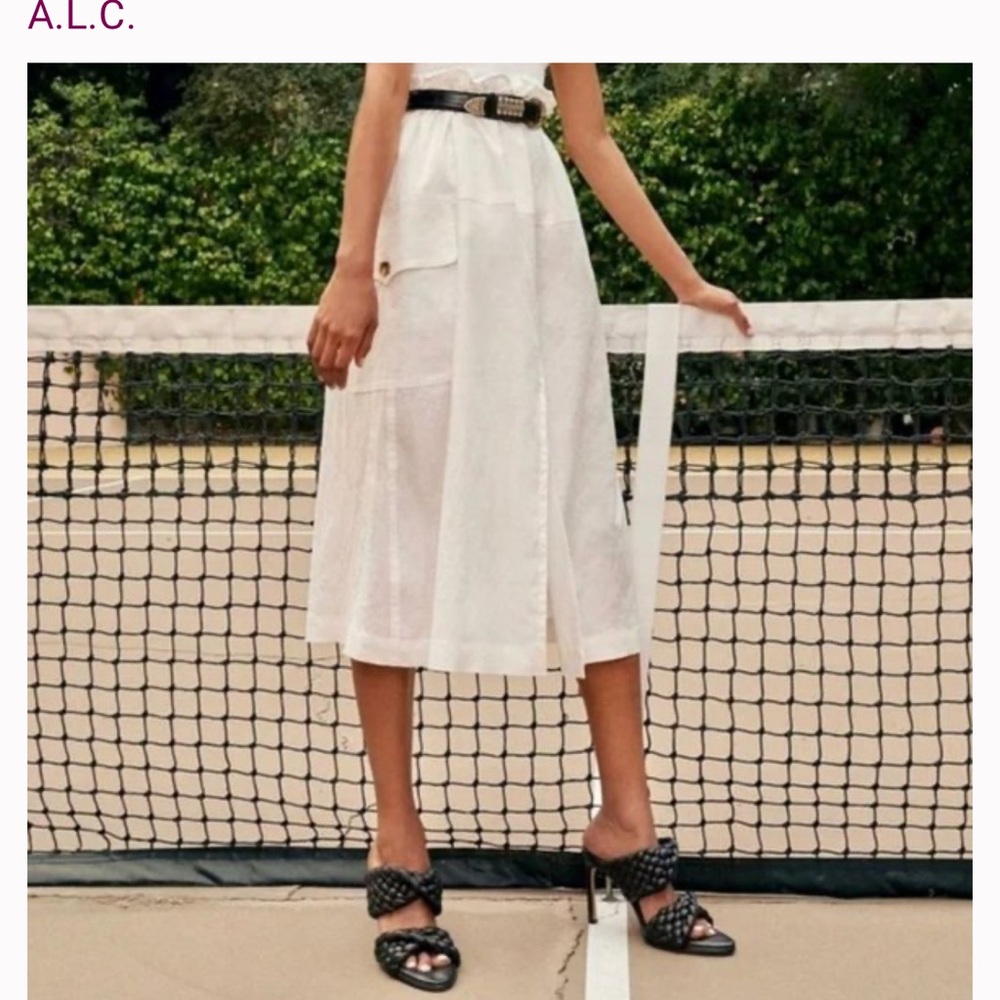 A.L.C. White Midi Skirt with Pockets